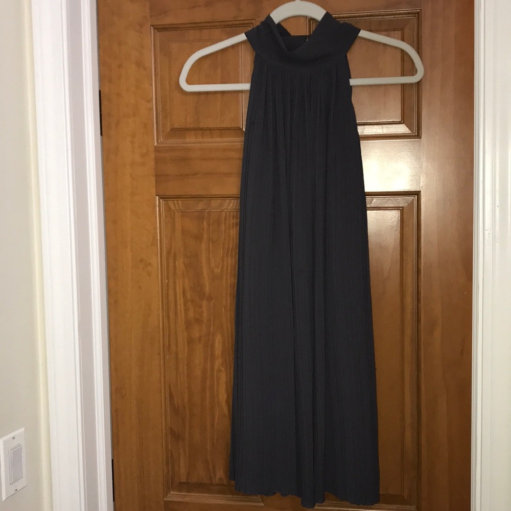 Mini Pleated Accordion Halter Shift Dress